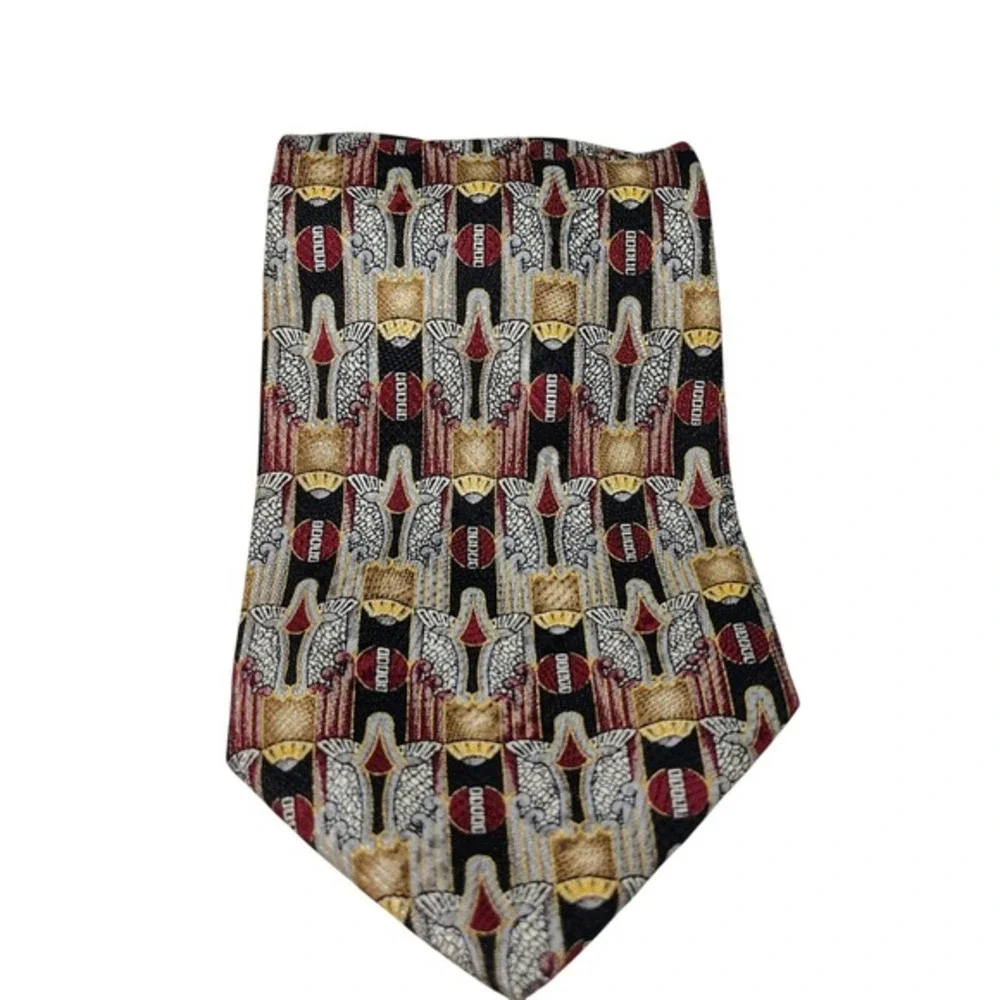PAVIA Mens Silk Tie Made in Italy Geometric Pattern